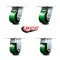 Service Caster 4 Inch Green Poly on Cast Iron Caster Set with Roller Bearings 2 Swivel 2 Rigid SCC-35S420-PUR-GB-2-R-2 - alternate 4